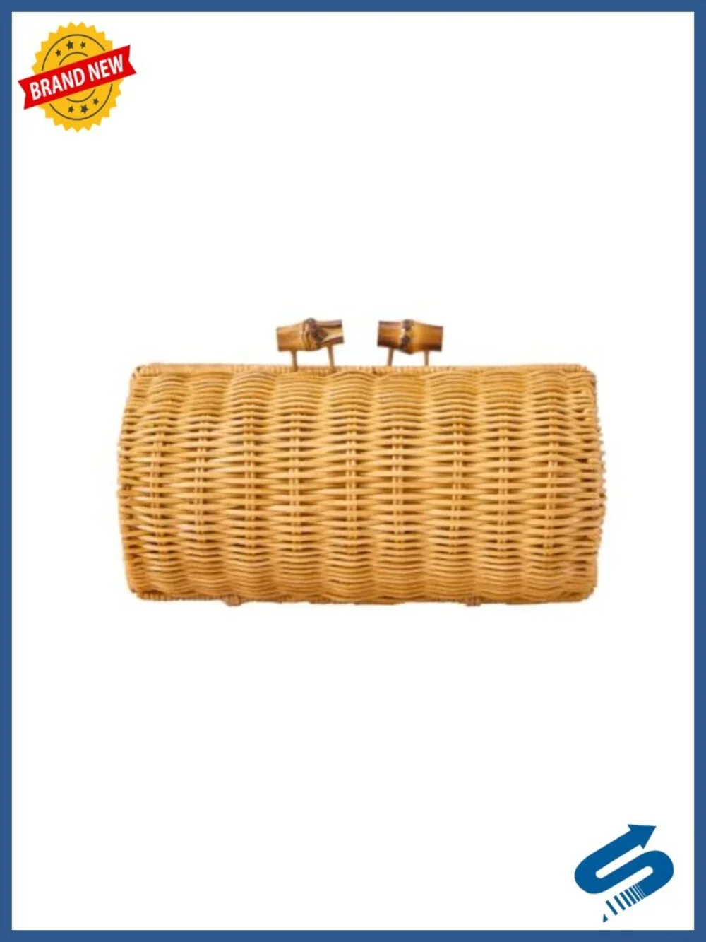 Hand-woven Shell Shaped Rattan Clutch Bag Summer Straw Purse Beach Wicker